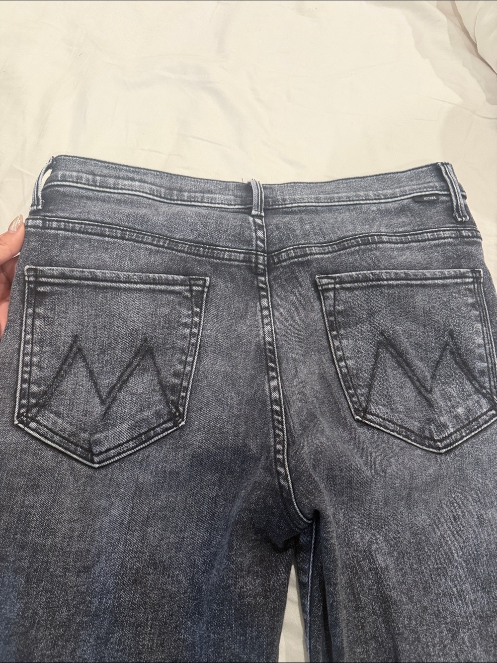 Women’s Grey Straight Leg Jeans with Back Pocket Stitching
